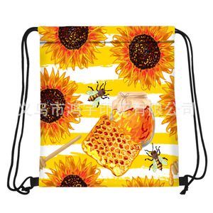 New Title Waterproof <b>Cartoon</b> Bee Drawstring <b>Backpack</b> Foldable Oxford Cloth Wholesale - Product Image 2