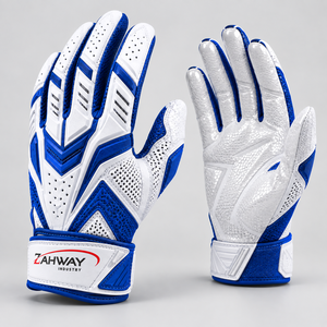 Premium Quality American Football <b>Gloves</b> Full Finger <b>Sports</b> <b>Gloves</b> White Blue PU Breathable Hook And Loop Unisex All Seasons - Product Image 2
