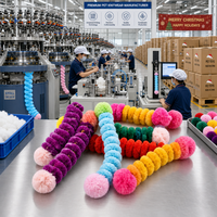 Lot de 12 jouets à mâcher pour chat en tricot élastique, résistants aux morsures, avec double pompon en peluche coloré et doux pour la dentition des chatons
