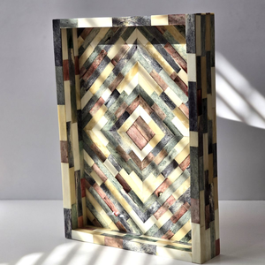 Modern Handmade Eco-Friendly Bone Inlay Tray with Detailed Inlay Art | Elegant Dishwasher Safe Serving & <b>Display</b> Tray - Product Image 3