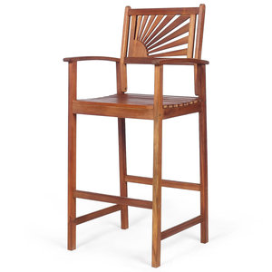 Outdoor Solid Wood Bar Chair Patio Garden High <b>Stool</b> Wooden Balcony Furniture for Backyard Cafe Restaurant Use - Product Image 1