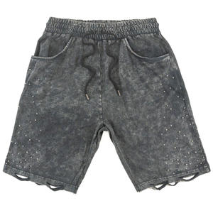 กางเกงวิ่งขาสั้นผู้ชายผ้าฟลีซเป็นมิตรต่อสิ่งแวดล้อมผ้าฟลีซย้อมด้วยกรดสไตล์ไฮสตรีทปรับ100% ได้ตามต้องการ - Product Image 4