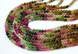 Perles de pierres précieuses vertes rondes à facettes multi-tourmaline de haute qualité de 4mm Pierre de tourmaline naturelle - Product Image 5