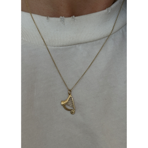 Vintage 14k <b>Solid</b> <b>Gold</b> Fine <b>Pendant</b> in the Form of a Harp Unisex Elegant Charms Collection - Product Image 6