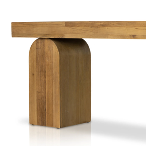 Forme d'étude en bois massif récupéré à la main avec nœuds visibles grosses jambes arquées en bois salon maison Console Table - Product Image 6