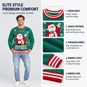 <span class=keywords><strong>Pull</strong></span> <span class=keywords><strong>de</strong></span> Noël moche pour homme FNJIA, vert, en jacquard, motif Père Noël, canne à sucre, flocon <span class=keywords><strong>de</strong></span> neige, coquin mais adorable, <span class=keywords><strong>pull</strong></span> <span class=keywords><strong>de</strong></span> fête, personnalisable OEM - Product Image 3