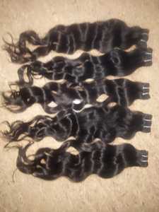 Extensions de cheveux 100% cheveux humains vierges Remy indiens de haute qualité, type tissage, double trame, toutes les couleurs disponibles - Product Image 2