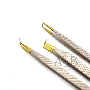 Pinzas de pestañas de oro desnudo, bota delgada de 90 grados, 45 grados y aislamiento curvo, logotipo personalizado, herramienta de belleza OEM - Product Image 4