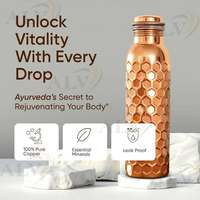 Botella de Agua de Cobre Moderna y Lujosa, Ecológica, Resistente al Calor, Apta para Lavavajillas y Microondas, para Deportes y Camping, 100% Pura y Saludable