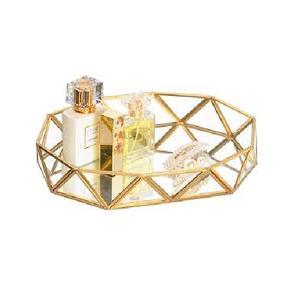 Decorative Perfume & <b>Jewelry</b> Mirror <b>Trays</b> for Table Decoration Royal Gold Shiny Finishing Multiple Designs <b>Jewelry</b> <b>Tray</b> Indoor - Product Image 6