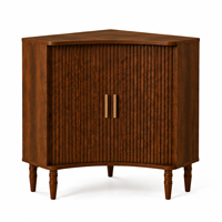 Meuble d'angle moderne avec portes tambour cannelées, rangement en bois pour salon, chambre, petit espace, vente en gros