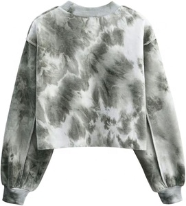 Breathable French Terry Crop <b>Top</b> Women’s Long Sleeve Cropped Sweatshirt Pullover Custom Printing tie-dye fashion sweatshirts - Product Image 3