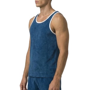 Camiseta sin mangas de algodón de rizo de color liso, diseño personalizado OEM, de secado rápido, tejido para culturismo, ideal para verano. - Product Image 3