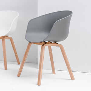 Scandinavian-Style Backrest Dining Chair-BFG044-<b>Plastic</b> and Wood Seat - Product Image 3