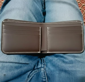 Men's Vintage Bifold Genuine Leather <b>Wallet</b> Coin Pocket Card Holder Large Capacity Daily Use Pearl Open Diamonds Light Letter - Product Image 2