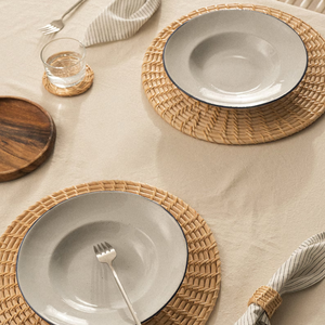 Napperons en JUTE de style unique napperons en rotin brodés résistants à la chaleur tissés naturels sur mesure pour tapis de Table - Product Image 1