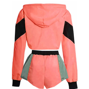 Wholesale Windbreaker Shorts Set Custom Windbreaker Zip up Shorts 2 Piece Set Sweat suits Color Block Nylon Tracksuits - Product Image 2