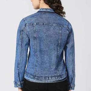 Venta al por mayor de moda de las mujeres casual azul de talla grande Jean señoras con capucha chaquetas de mezclilla Jeans mujeres chaqueta de mezclilla - Product Image 4