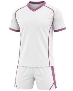 Manufacture Customized Sports Jersey And <b>Shorts</b> Set <b>White</b> Mauve Polyester Breathable Quick Dry Training Team Uniform - Product Image 1