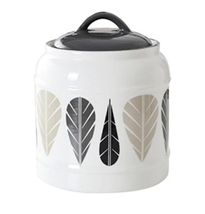 Pot de rangement décoratif en céramique avec couvercle, hermétique, sûr pour les aliments, motif feuille, organisateur de cuisine, rangement élégant pour comptoir - Product Image 2