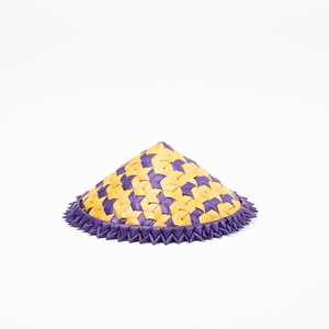 Sombrero Cónico Multicolor Tejido a Mano / Sombrero de Paja Cónico - Accesorio Decorativo Tejido Geométrico y Decoración de Pared - Product Image 2