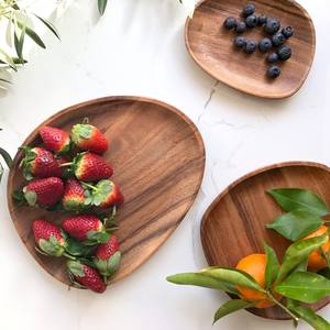 Plats en bois d'acacia naturel fait à la main en bois assiettes de service alimentaire ensemble de plats et d'assiettes de qualité supérieure - Product Image 3