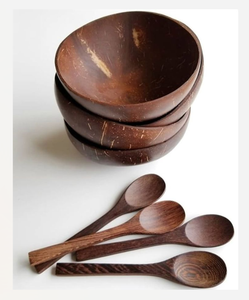 Bol en bois de noix de coco fait à la main de haute qualité naturel organique écologique rustique Boho décor de vaisselle en bois durable - Product Image 6