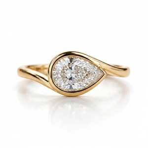 Bague solitaire en or jaune 18 carats pour femme, sertie d'une pierre en forme de poire, certifiée IGI, style classique, pour fiançailles, mariage, cadeau - Product Image 1