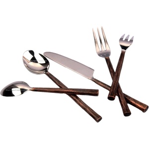 Ensembles de couverts en métal à poignée ronde en cuivre antique plaqué argent pour la maison et le mariage ensembles de couverts de vaisselle de table - Product Image 5