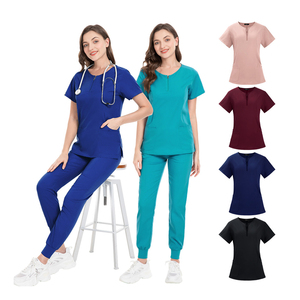 Personalizado de las mujeres cómodas de poliéster Spandex Jersey de tela de enfermería Scrubs Nuevo conjunto de uniformes de hospital diseñados para los médicos - Product Image 1