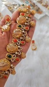 Sabyasachi Inspired Luxury <b>Necklace</b> <b>Set</b> for Women Monalisa Glass Stones Indian Traditional Bridal Jewelry Perfect for <b>Weddings</b> - Product Image 6