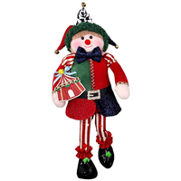 Zaves Xmas Décoration Circus Elements Clown Stand sur un pied Noir Blanc Plaid avec des rayures rouges blanches pour garçons et filles