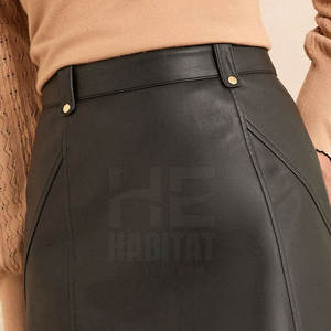 กระโปรงหนังแท้ทนทานสำหรับผู้หญิง สีดำคลาสสิก ทรงสวยทันสมัย เหมาะสำหรับผู้ใหญ่ - Product Image 6