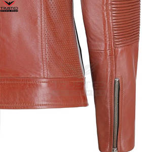 Chaqueta de cuero para mujer de alta calidad al por mayor, diseño personalizado, ropa de calle de manga larga, lona acabada, impermeable, a prueba de viento - Product Image 4