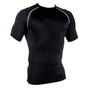 Ventes en gros de t-shirts de compression respirants unisexes en spandex/polyester UPF50+, personnalisables, à manches courtes - Product Image 1
