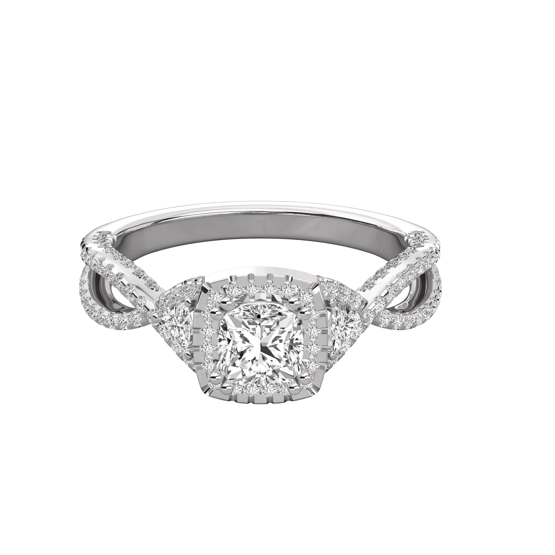 Best Sell Keeva Jewel 0.89Ct GH/VS Pave Set Diamond Trilogy Engagement Ring Made in 925 Sterling Silver OEM Custom Made