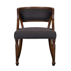 Fauteuil à bascule moderne avec structure en teck massif, mousse et tissu en coton doux pour salon - Product Image 2