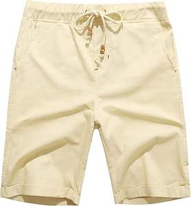 Pantalones cortos informales de lino para hombre, pantalones cortos de playa de verano de corte clásico con características antiarrugas y decoración de patrón - Product Image 3