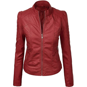 Chaqueta de Invierno para Mujer, Estilo Urbano de Moda, Cuero de Oveja Genuino, Totalmente Bordada, con Cuello Alto y Cremallera - Product Image 1