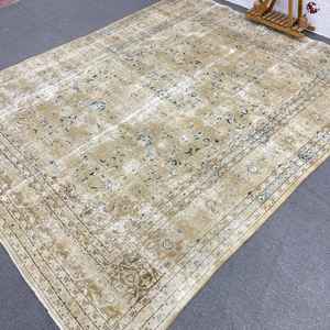 Tapis turc vintage surdimensionné 9,4x11,6 pi (287x355 cm), tapis abstrait marron - Product Image 1