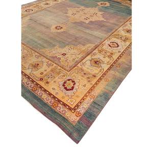 พรมขนสัตว์ถักมือลายเหรียญสีเบจและสีน้ำตาล ขนาด 9x12 ฟุต รูปทรงสี่เหลี่ยมผืนผ้า สำหรับห้องนั่งเล่น หนา 10 มม. รุ่น Paem-1488 - Product Image 2