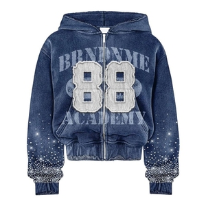 Fabricante directo de alta calidad de poliéster/algodón polar Zip-Up Vintage Oversize Distressed Acid Wash Hoodie Otoño Invierno - Product Image 3