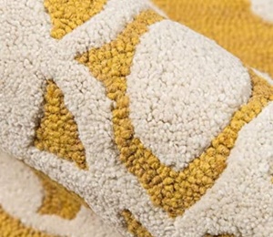 Tapis moderne jaune avec motif de treillis blanc tapis de salon doux, tapis de sol décor contemporain pour chambre et décoration intérieure - Product Image 2