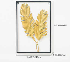 Venta caliente moderno oro Metal hojas pared arte elegante contemporáneo sala de estar decoración del hogar lavable altura ajustable personalizado - Product Image 5