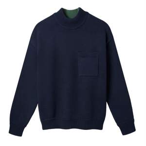 Mariner Sweater Navy Diseño clásico de cuello falso en algodón transpirable de calibre 5 perfecto para una comodidad atemporal en cualquier temporada. - Product Image 1