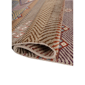 พรมไหมพรมผสมไหมไผ่สีน้ำตาลเบจ แมนชาฮ่า ลายเรขาคณิตสูง รูปทรงสี่เหลี่ยมผืนผ้า สำหรับบ้าน ห้องนั่งเล่น ทางเดิน-Les-2730 - Product Image 2