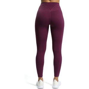 Pantalon de Fitness en chanvre plissé taille haute pour dames Leggings de Yoga à motif solide avec ensembles de Fitness de gymnastique pour ascenseur de hanche - Product Image 2