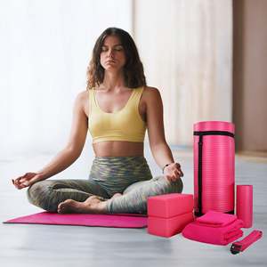 Set Yoga 7 Pezzi BalanceFrom Fitness 100% Schiuma con Tappetino, Cinghia per Stretching e Ginocchiere in Colore Rosa - Product Image 6