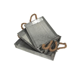 ชุดถาดโลหะชุบสังกะสี2ชิ้นการออกแบบที่หรูหราสำหรับความต้องการในการเสิร์ฟที่หลากหลาย - Product Image 2