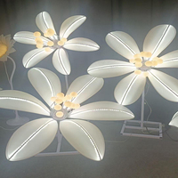 Fleur Jaune LED Décorative pour Scène, Accessoire de Mariage, Télécommande AC, Étanchéité IP44, Écologique, pour Salles de Mariage, Événements, Fêtes, Télescopique